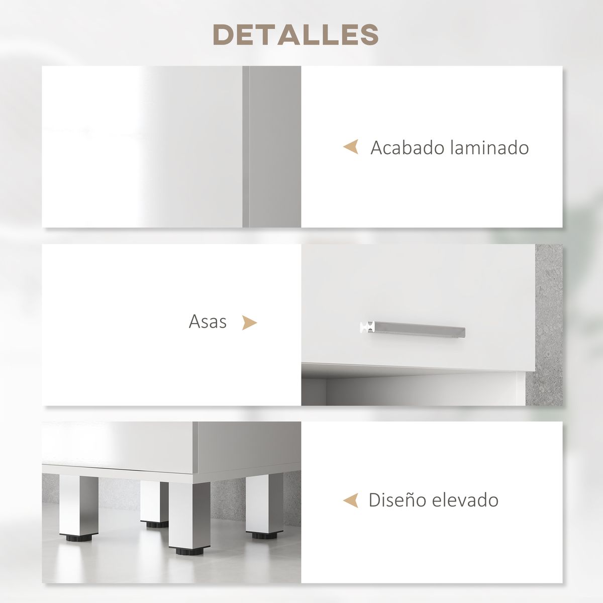 Mueble-auxiliar-Air-Kleankin-con-cajon---3-estantes---2-armarios-blanco-brillo-180x30x30-cm