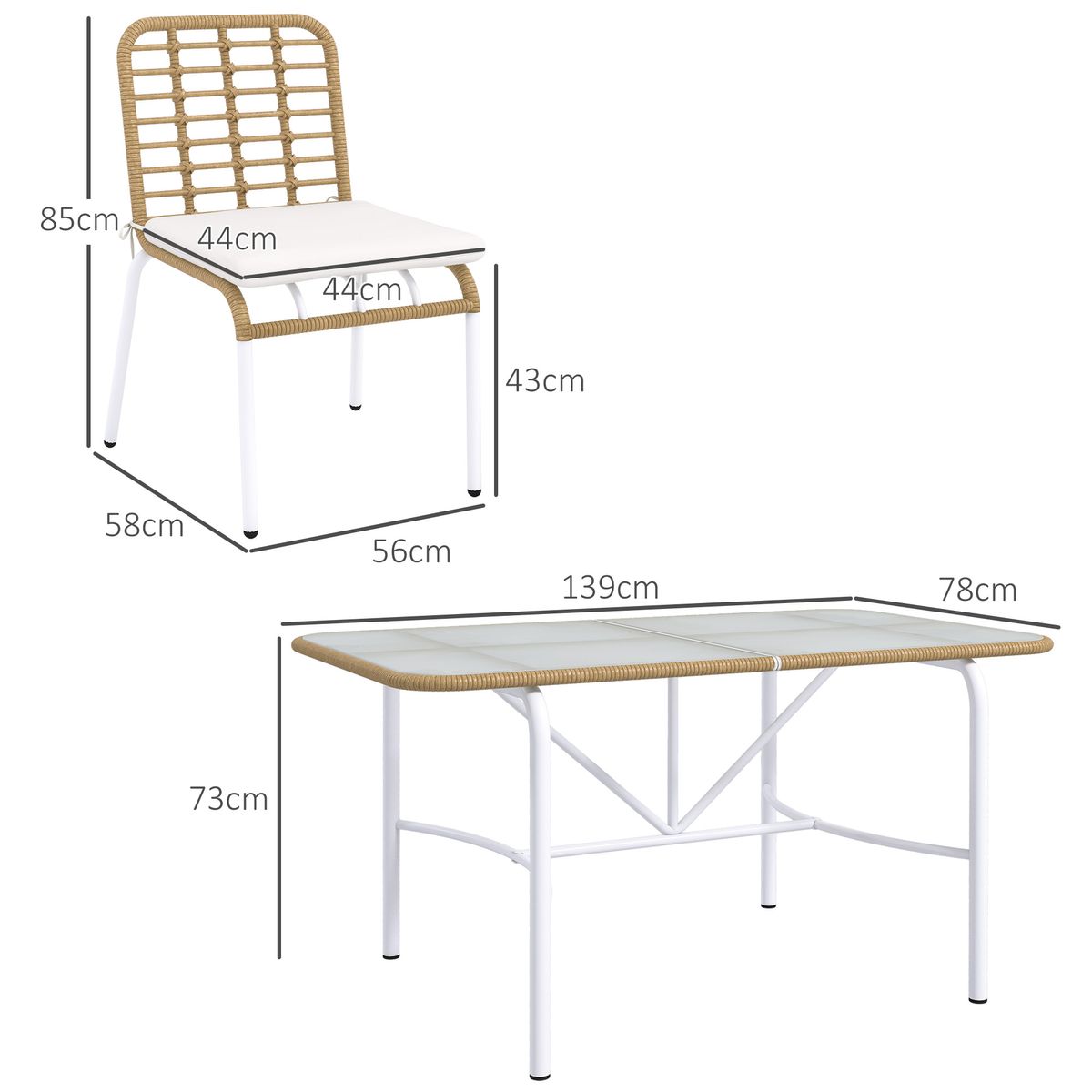 Conjunto de jardín Elegance Outsunny 1 mesa + 6 sillas natural 3