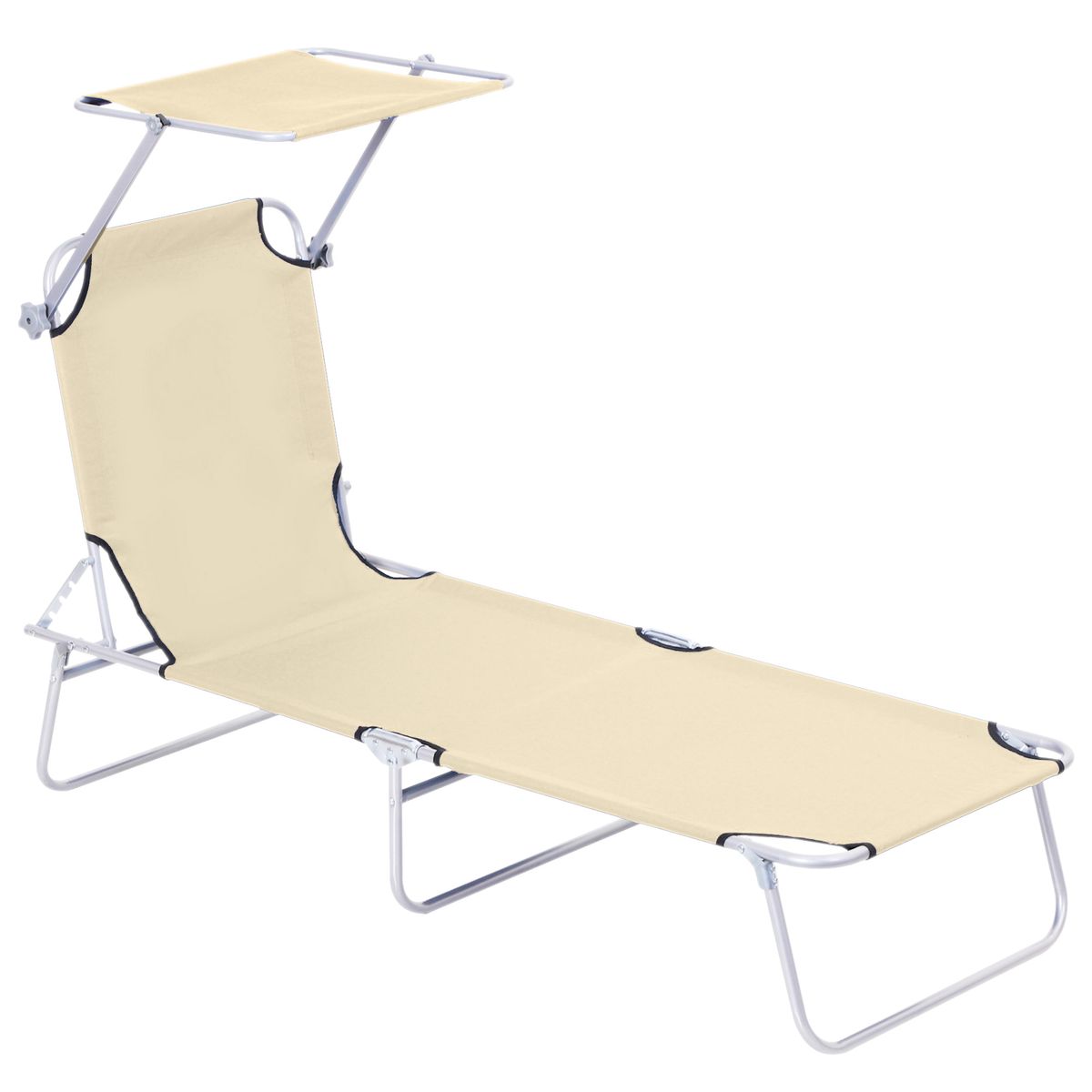 Tumbona Benidorm Outsunny plegable con parasol beige 36x187x58 cm