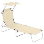 Tumbona Benidorm Outsunny plegable con parasol beige 36x187x58 cm