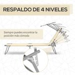 Tumbona Benidorm Outsunny plegable con parasol beige 36x187x58 cm