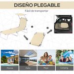 Tumbona Benidorm Outsunny plegable con parasol beige 36x187x58 cm