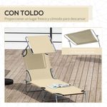 Tumbona Benidorm Outsunny plegable con parasol beige 36x187x58 cm