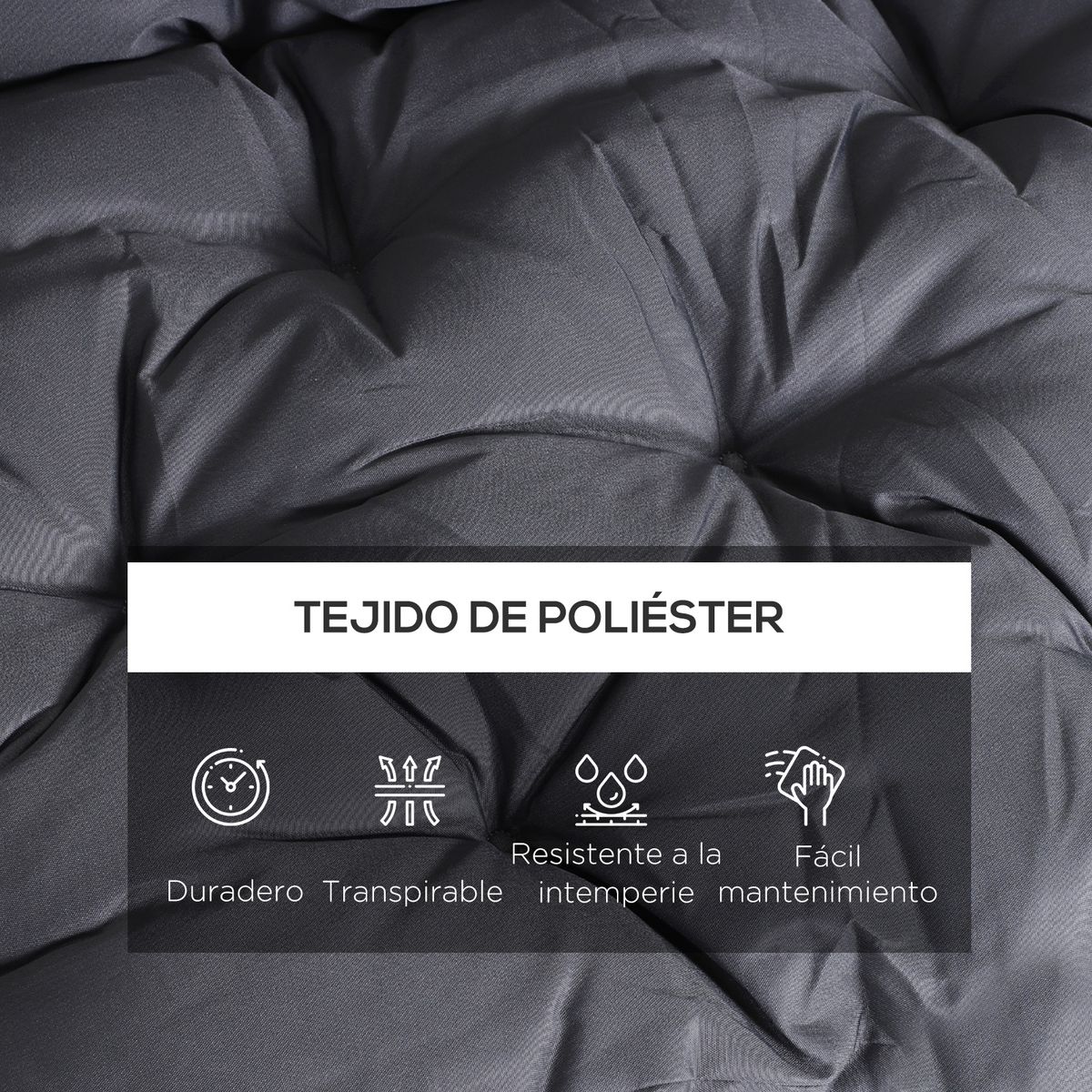 Cojín para asiento Outsunny con respaldo 3 plazas gris 8x150x98 cm