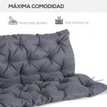 Cojín para asiento Outsunny con respaldo 3 plazas gris 8x150x98 cm