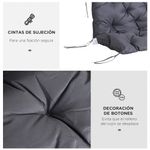 Cojín para asiento Outsunny con respaldo 3 plazas gris 8x150x98 cm