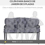 Cojín para asiento Outsunny con respaldo 3 plazas gris 8x150x98 cm