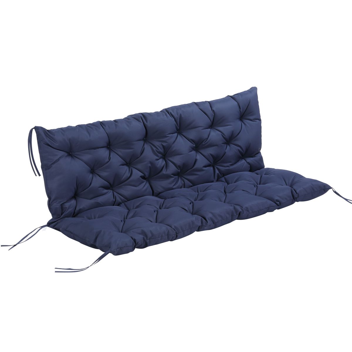Cojín para asiento Outsunny con respaldo 3 plazas azul 8x150x98 cm