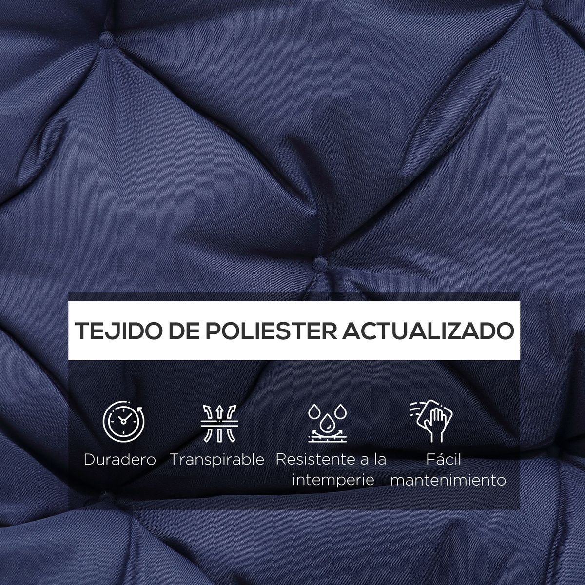 Cojín para asiento Outsunny con respaldo 3 plazas azul 8x150x98 cm