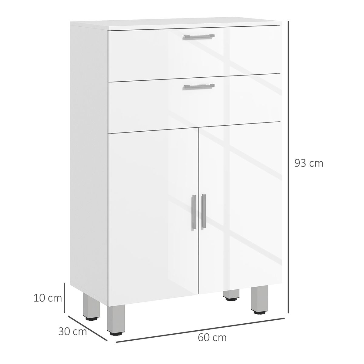 Mueble auxiliar Terra Kleankin con 2 cajones + armario blanco crillo 93x60x30 cm