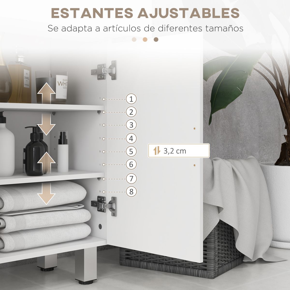 Mueble auxiliar Terra Kleankin con 2 cajones + armario blanco crillo 93x60x30 cm