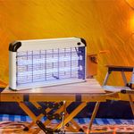 Lámpara anti mosquitos Outsunny 30W luz UV 60m² plata 26,5x48,5x8,5 cm