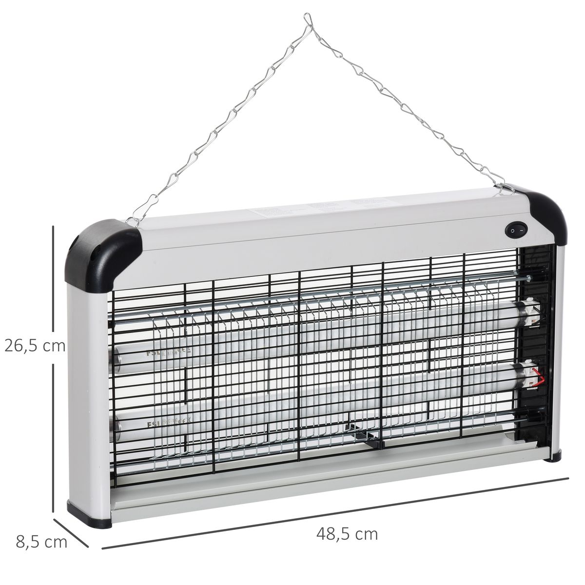 Lámpara anti mosquitos Outsunny 30W luz UV 60m² plata 26,5x48,5x8,5 cm