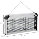 Lámpara anti mosquitos Outsunny 30W luz UV 60m² plata 26,5x48,5x8,5 cm