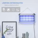 Lámpara anti mosquitos Outsunny 30W luz UV 60m² plata 26,5x48,5x8,5 cm