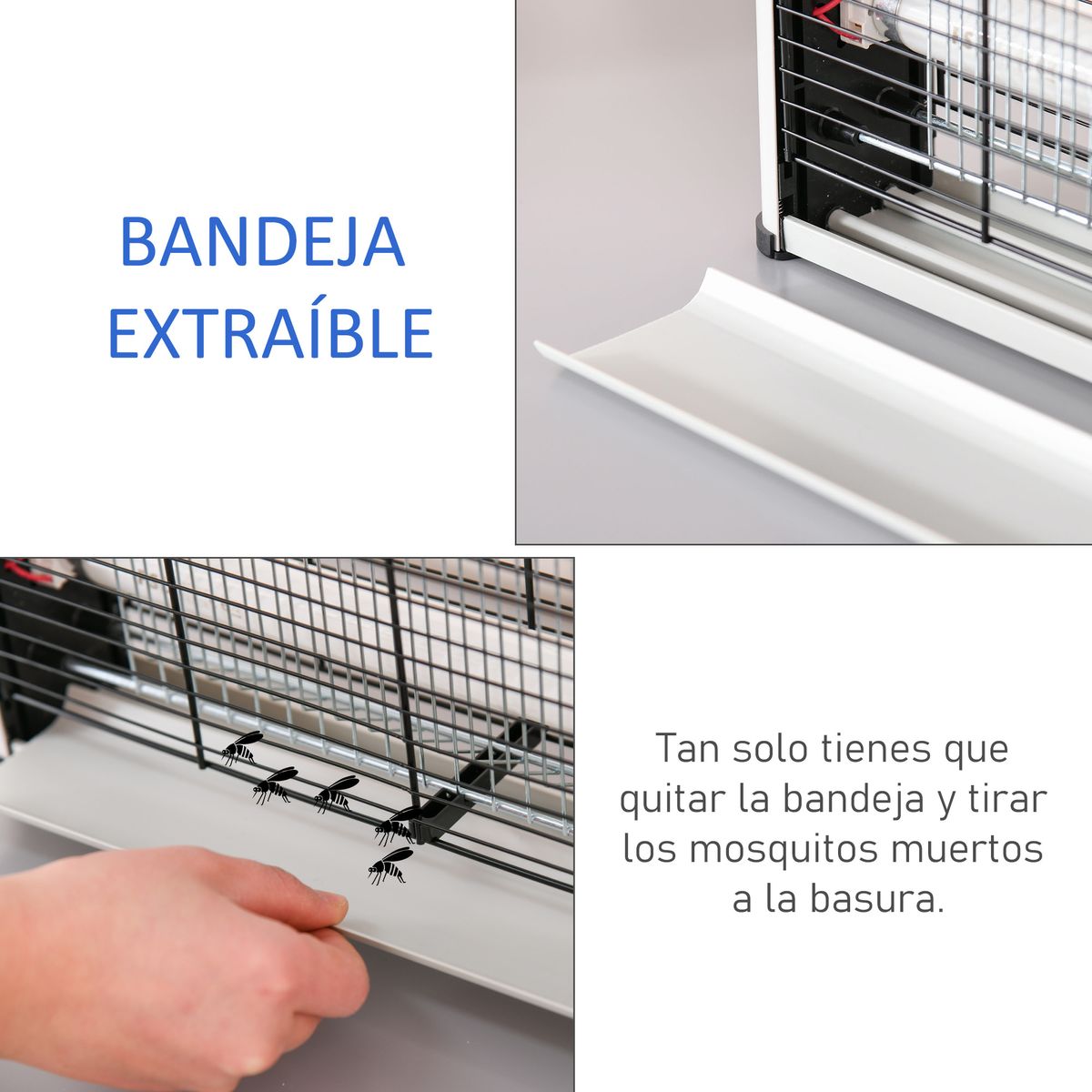 Lámpara anti mosquitos Outsunny 30W luz UV 60m² plata 26,5x48,5x8,5 cm