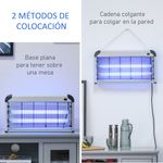 Lámpara anti mosquitos Outsunny 30W luz UV 60m² plata 26,5x48,5x8,5 cm