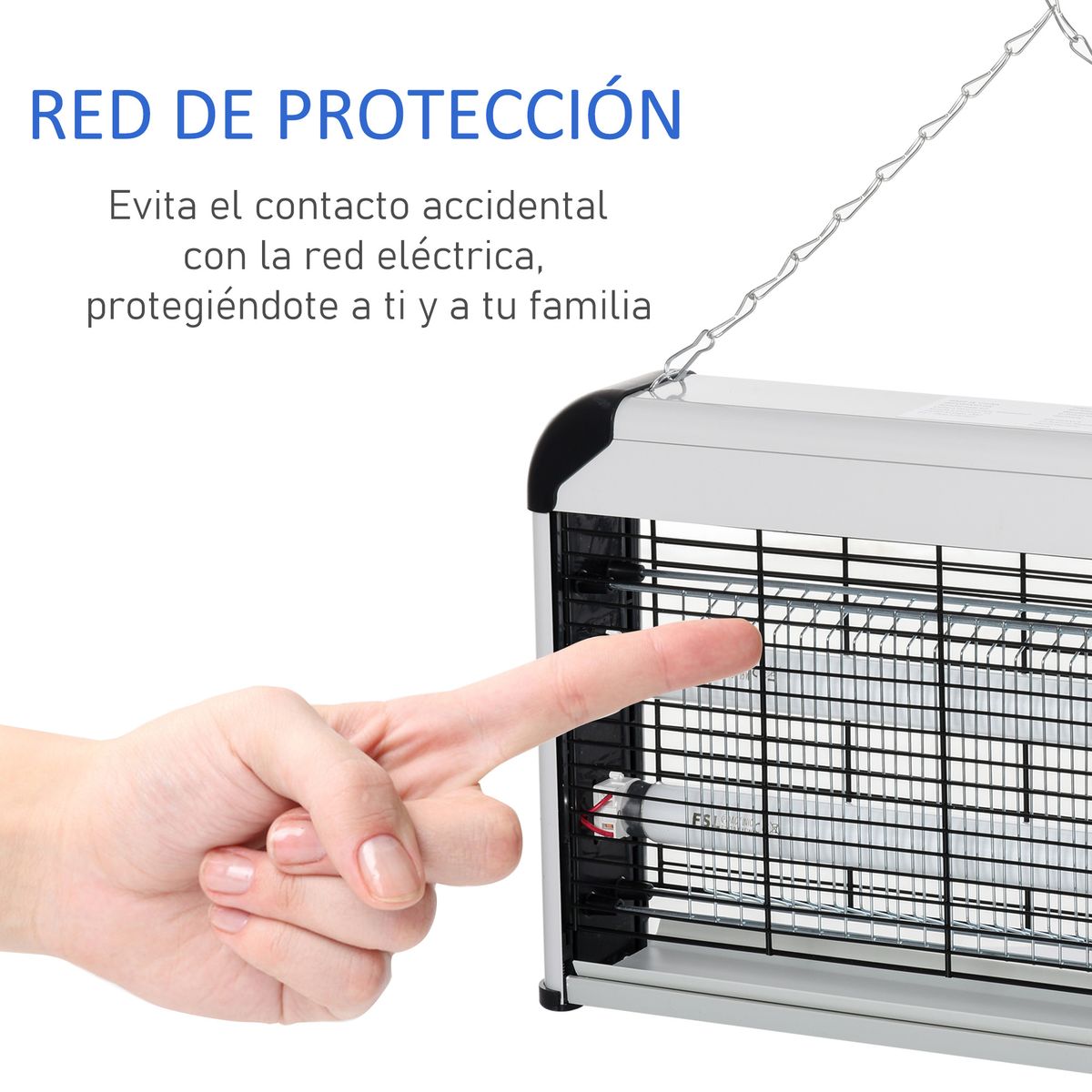 Lámpara anti mosquitos Outsunny 30W luz UV 60m² plata 26,5x48,5x8,5 cm