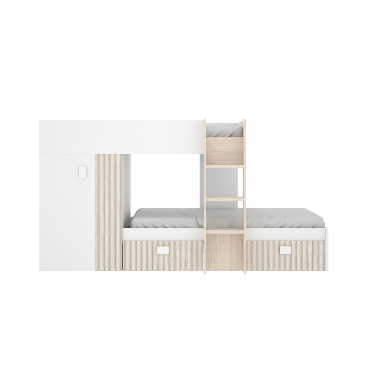 Cama-tren-Groe-2-camas---armario---2-cajones-blanco-natural-150x271x111-cm