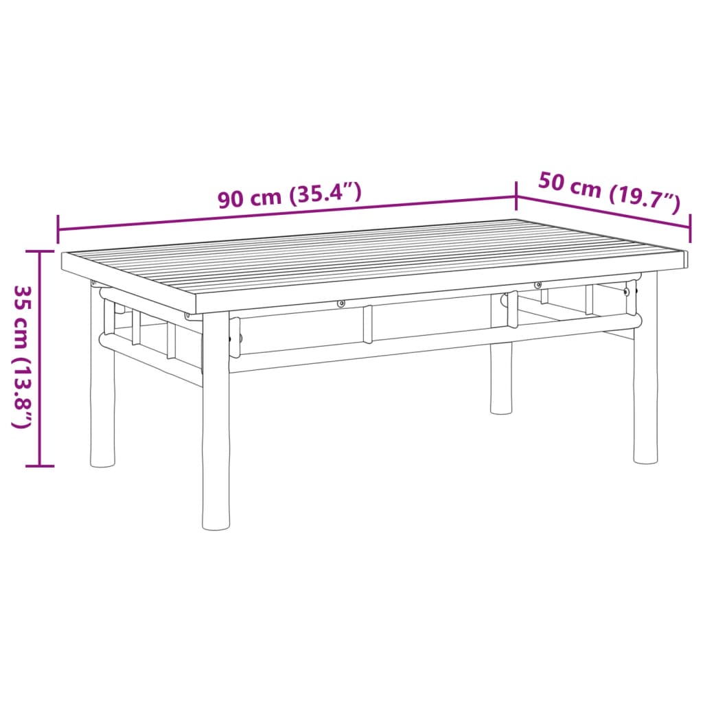 Mesa de centro Canarias para exterior bambú 35x90x50 cm