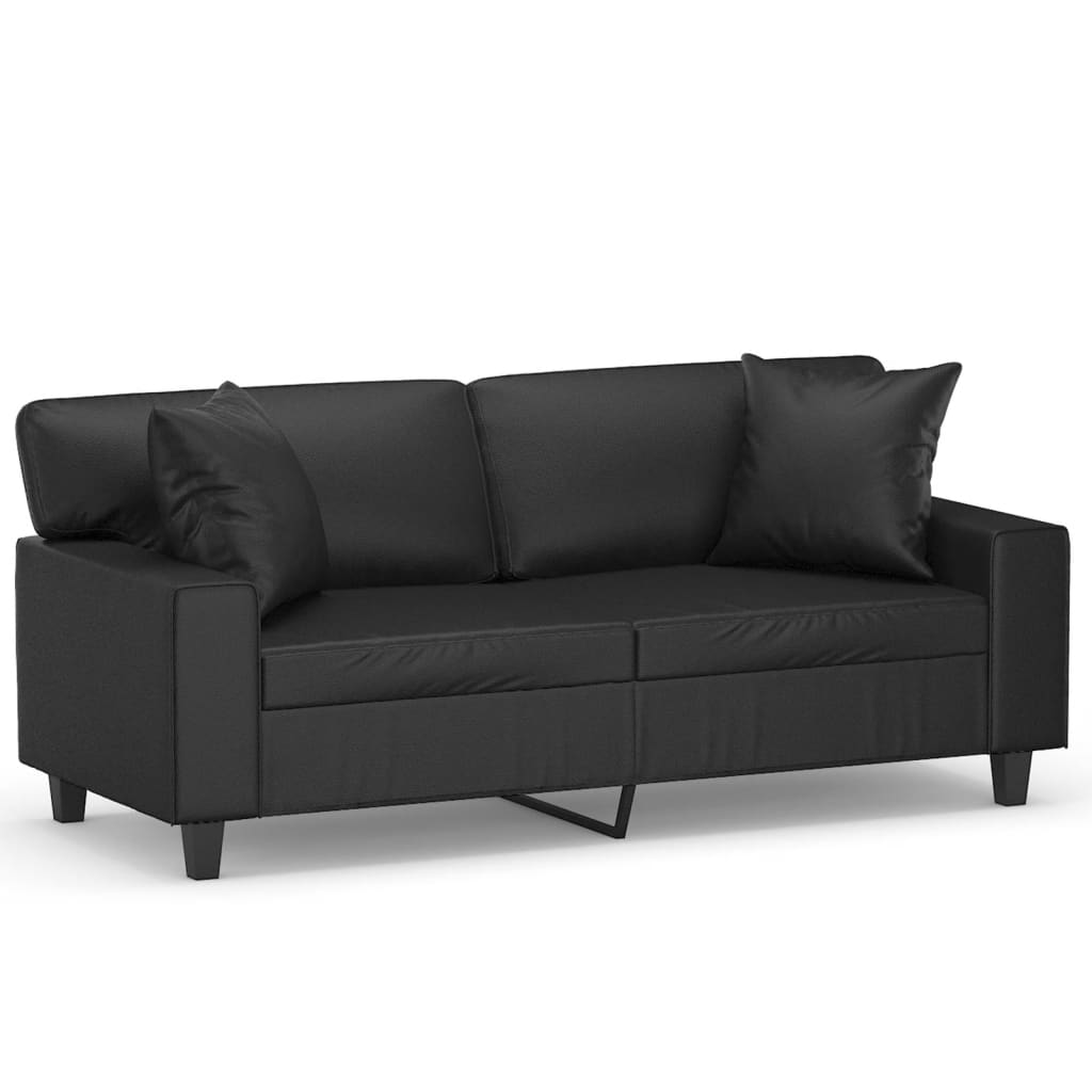 Sofá Liuj 2 plazas con 2 cojines negro 80x140x77 cm