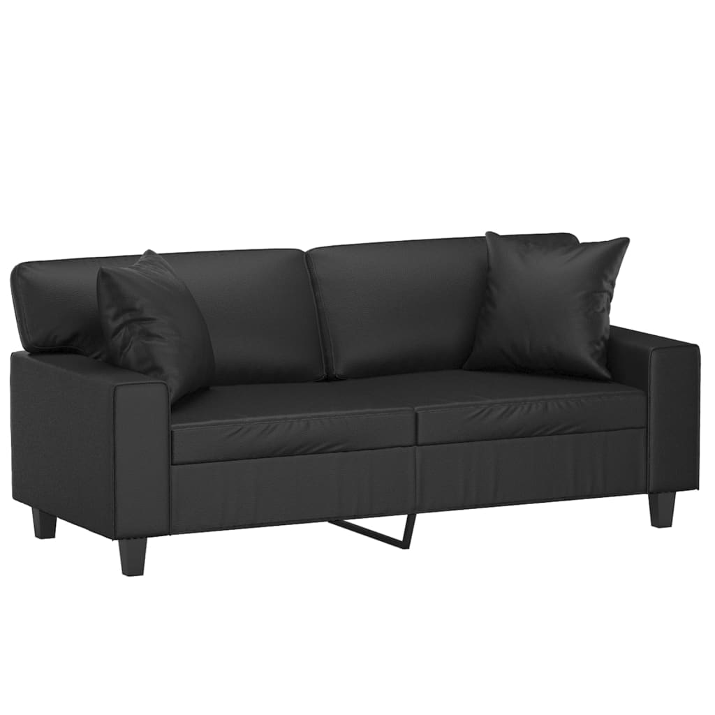 Sofá Liuj 2 plazas con 2 cojines negro 80x140x77 cm