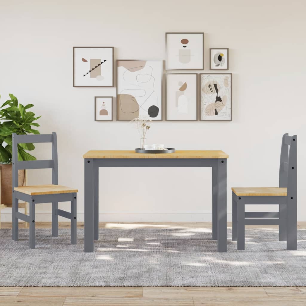 Pack de 2 sillas Panama madera maciza pino gris 90x40x40 cm