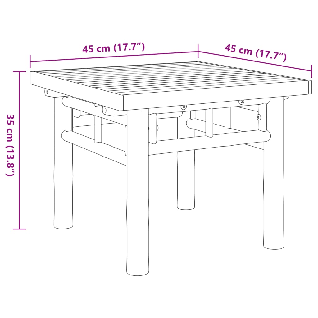 Mesa de centro Mango para exterior bambú 35x45x45 cm