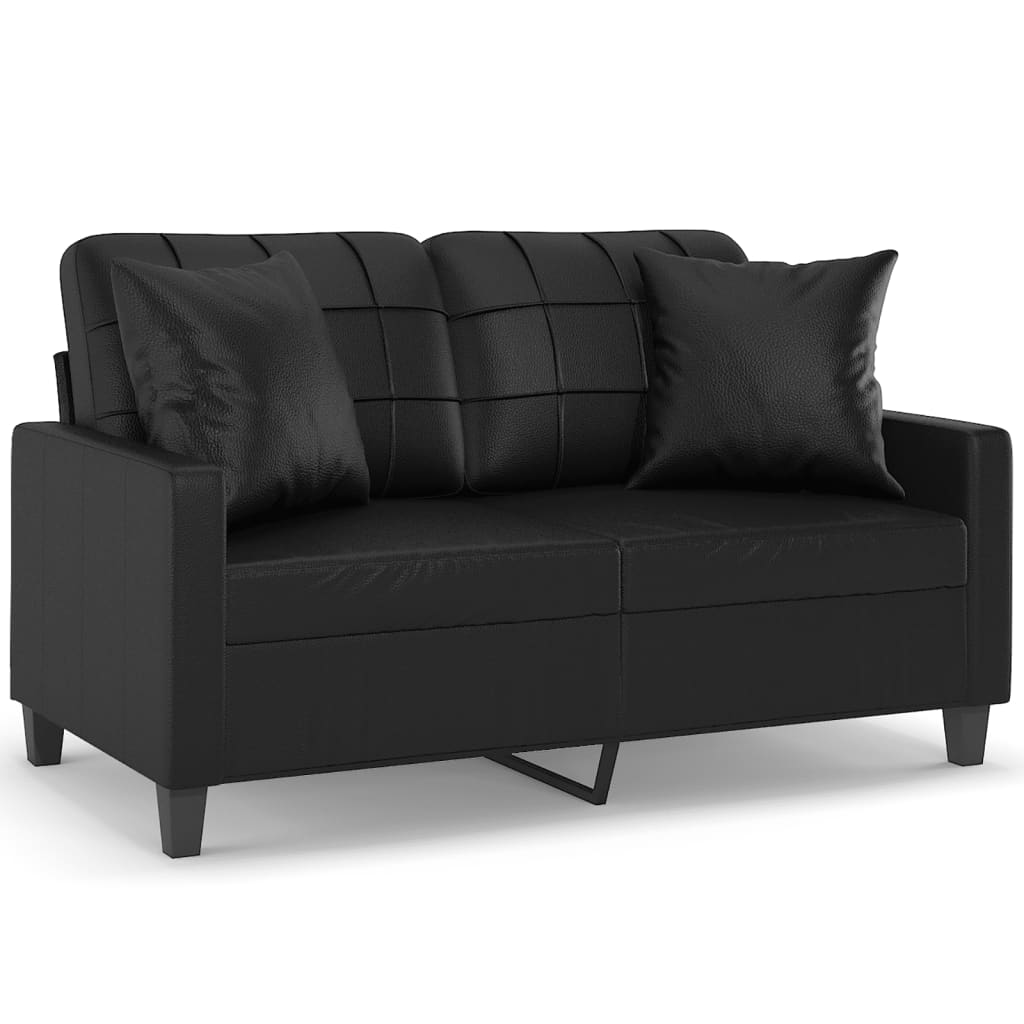 Sofá Belgim 2 plazas con cojines negro 80x138x77 cm