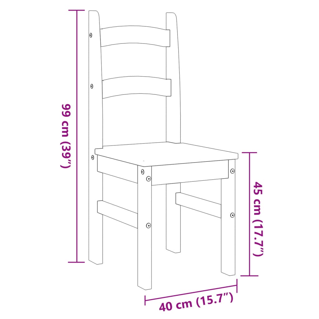 Pack de 2 sillas Moreo madera de pino natural 99x40x46 cm