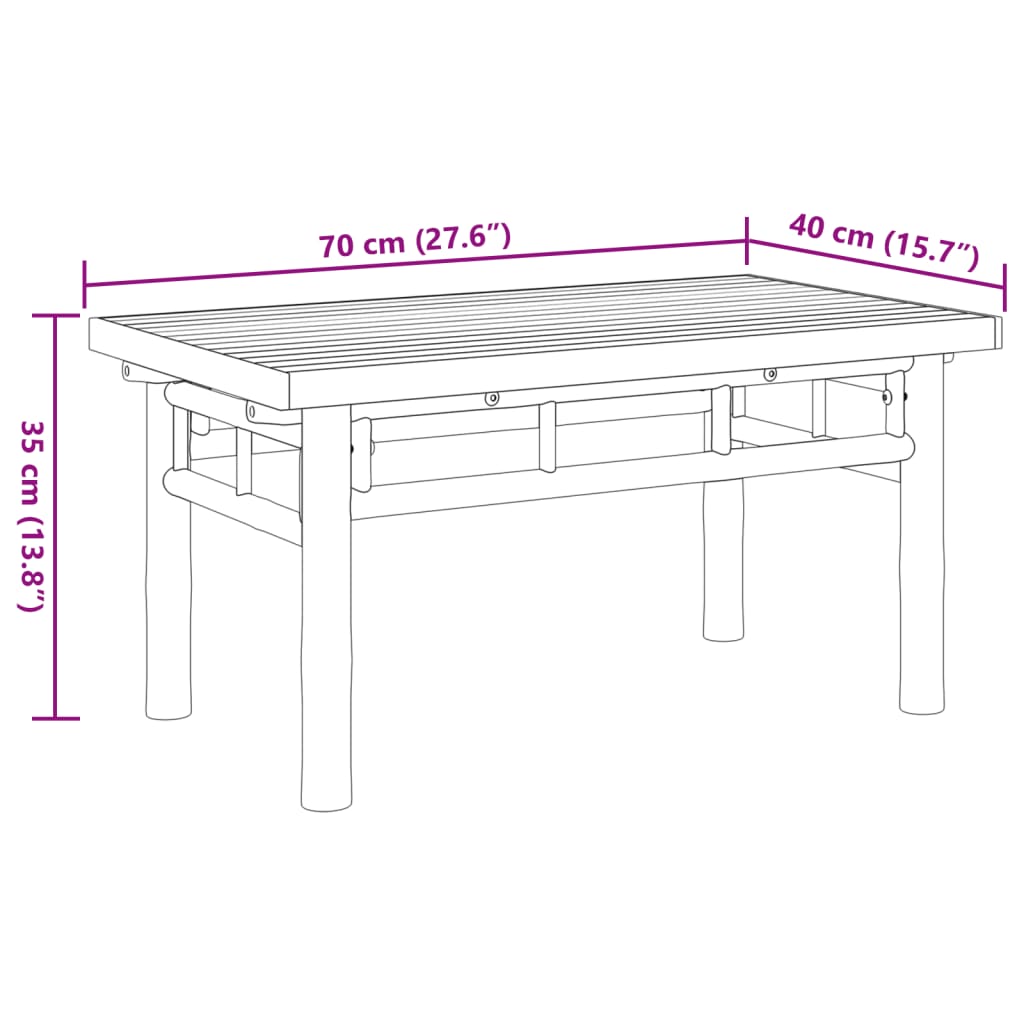 Mesa de centro Tabú para exterior bambú 35x70x40 cm