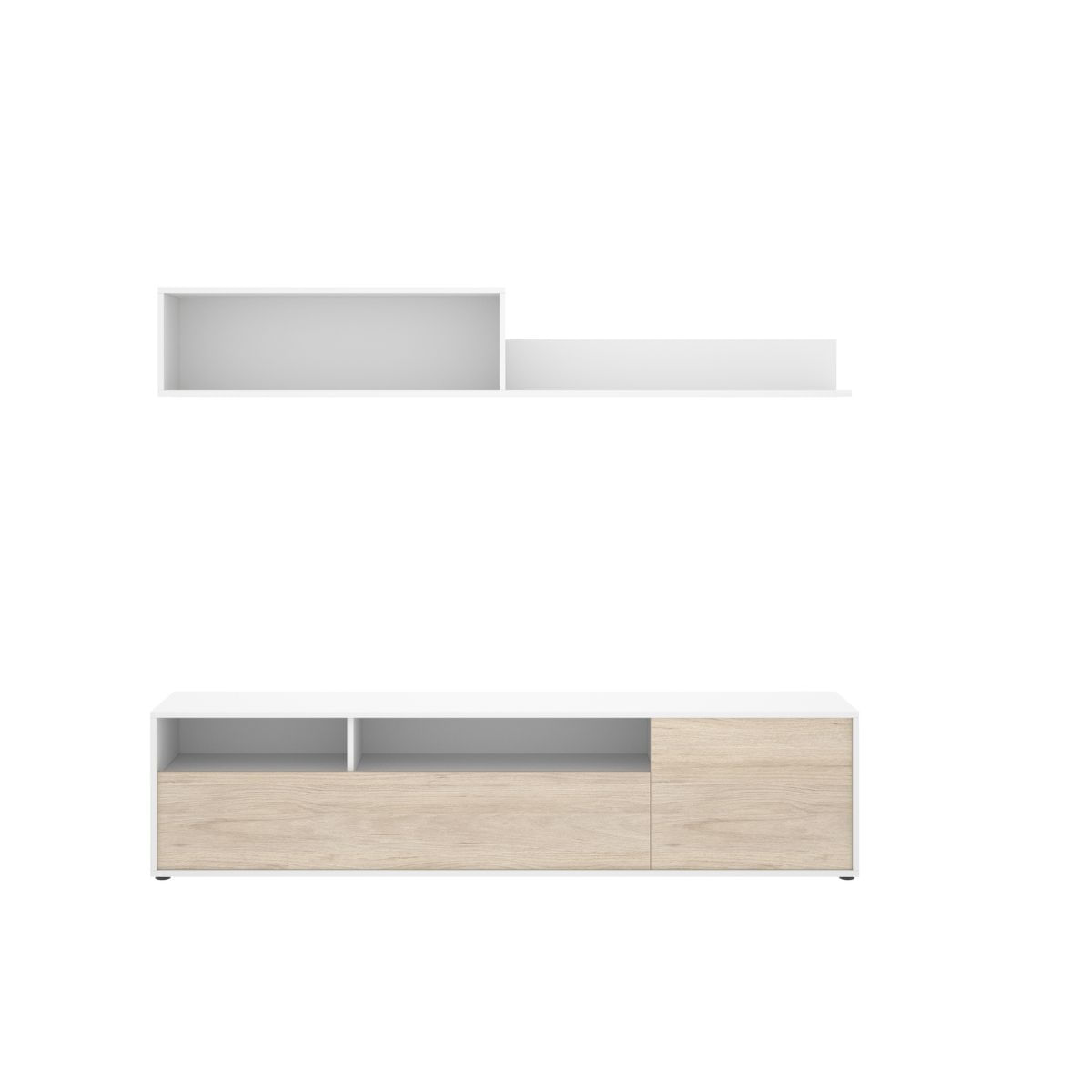 Composicion-de-salon-Bay-mueble-bajo---modulo-superior-blanco-natural-180-cm