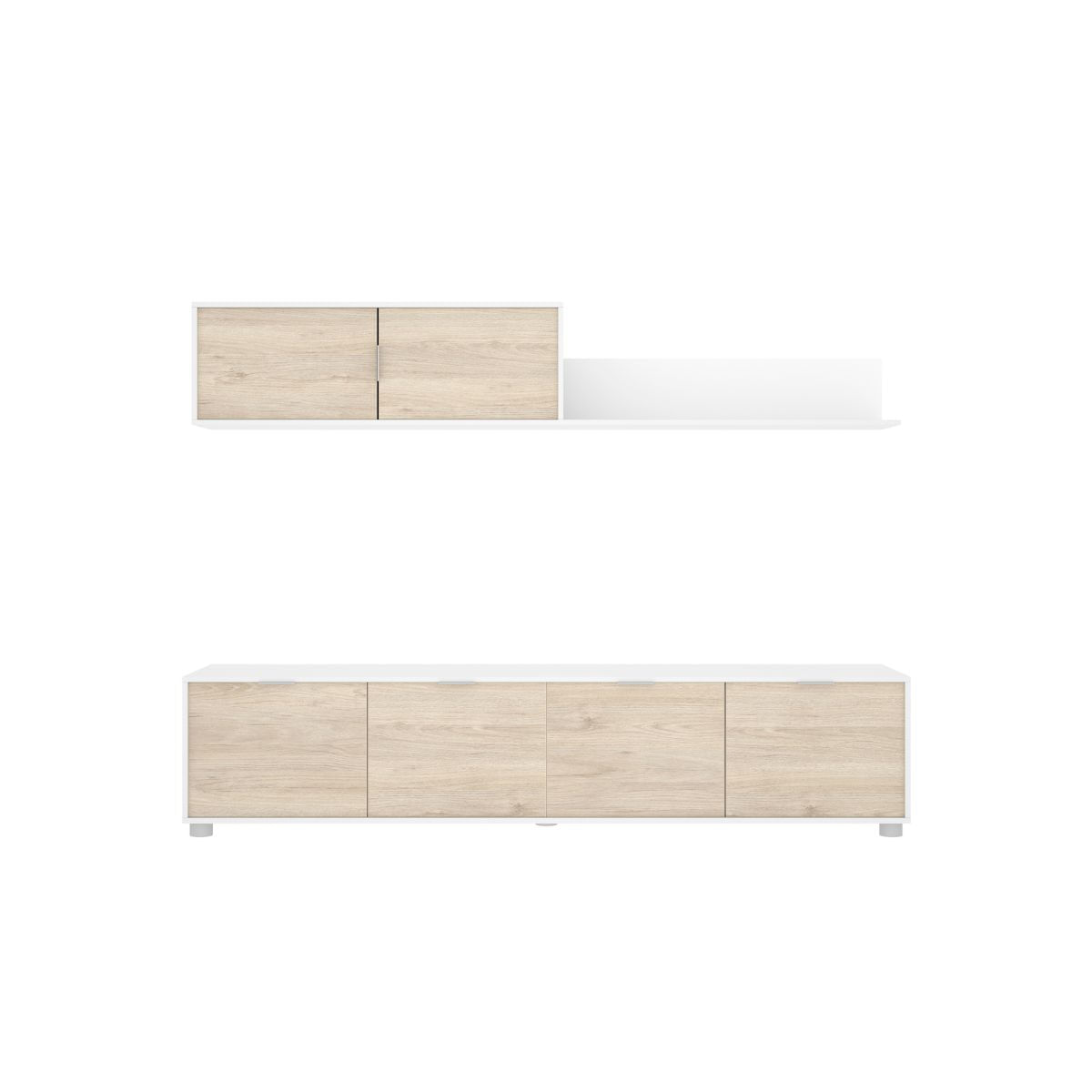 Composicion-de-salon-Lima-mueble-bajo---modulo-superior-blanco-natural-200-cm-frontal