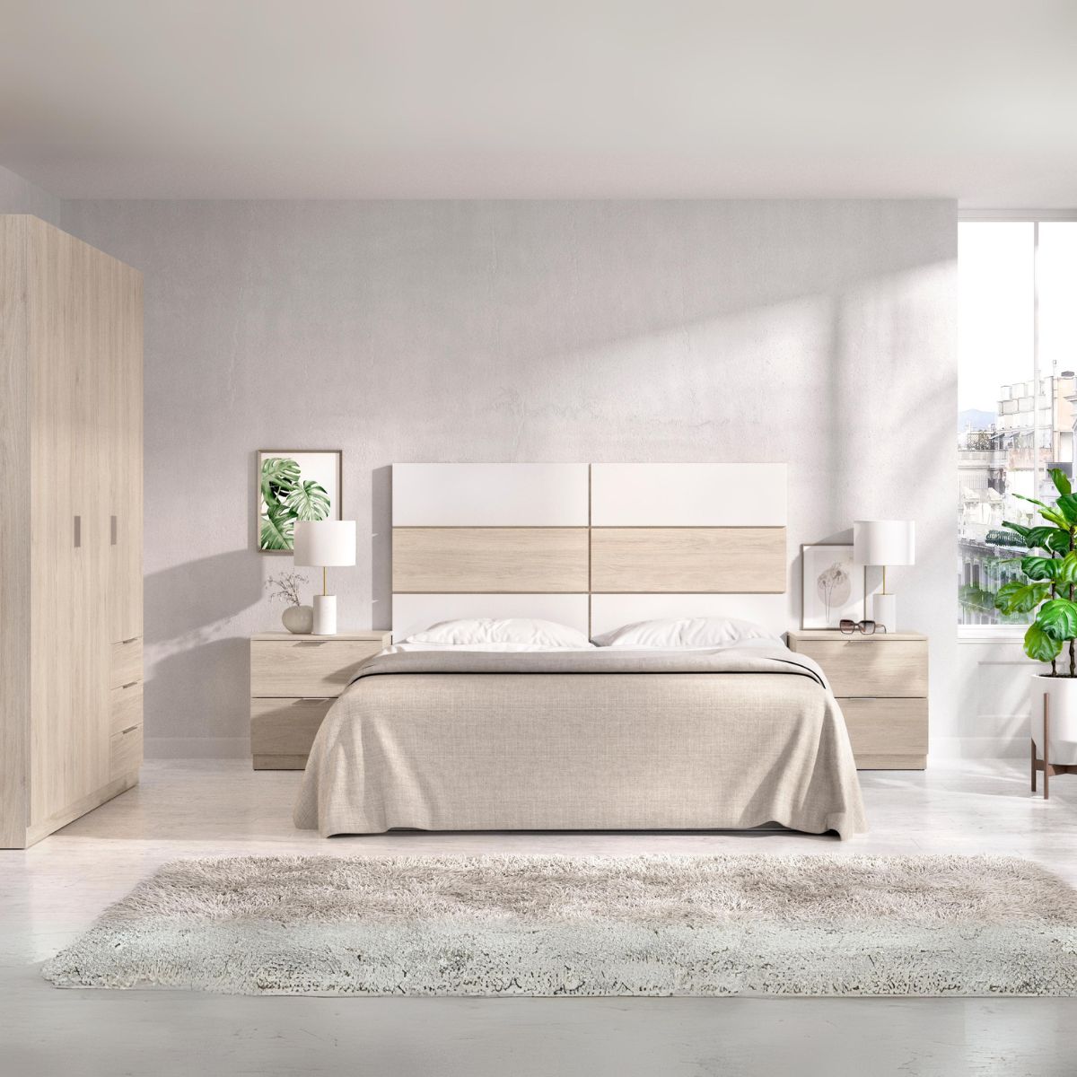 Conjunto-de-dormitorio-Pack-Astra-cabecero---2-mesitas---armario-blanco-natural--fondo-animado