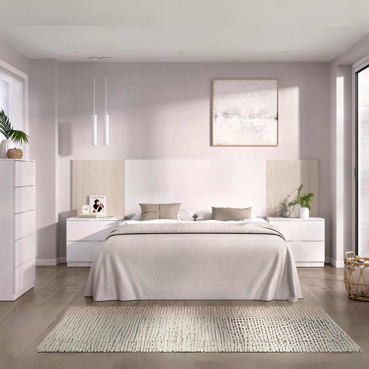Conjunto-de-dormitorio-Pack-Loma-cabecero---2-mesitas---comoda-blanco-natural
