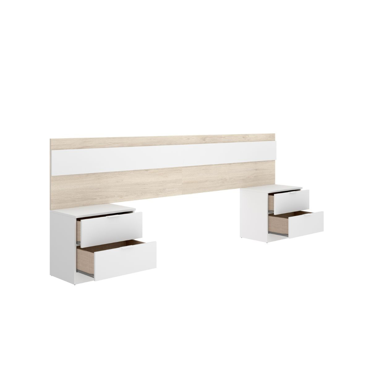 Conjunto-de-dormitorio-Pack-Niza-cabecero---2-mesitas---armario---comoda-blanco-natural-cabecero