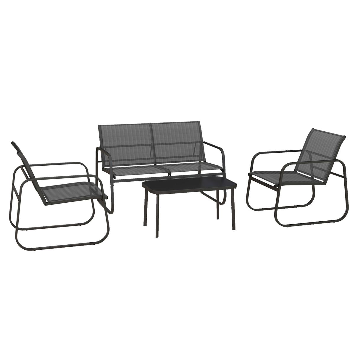 Conjunto de jardín Salitre Outsunny 2 sillones + sofá + mesa negro