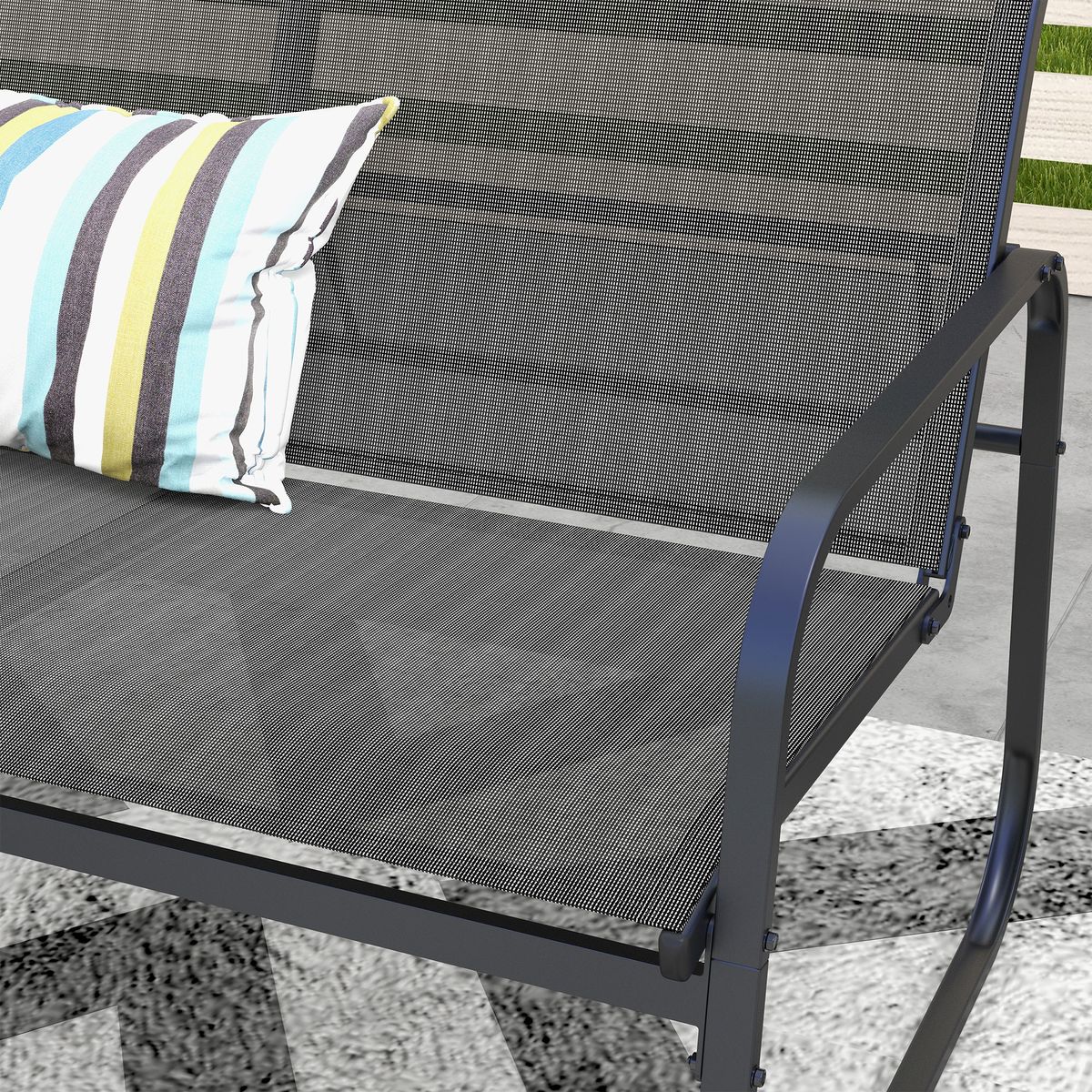 Conjunto de jardín Salitre Outsunny 2 sillones + sofá + mesa negro