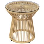 Mesa auxiliar Paradise Outsunny encimera de cristal beige Ø40x42 cm