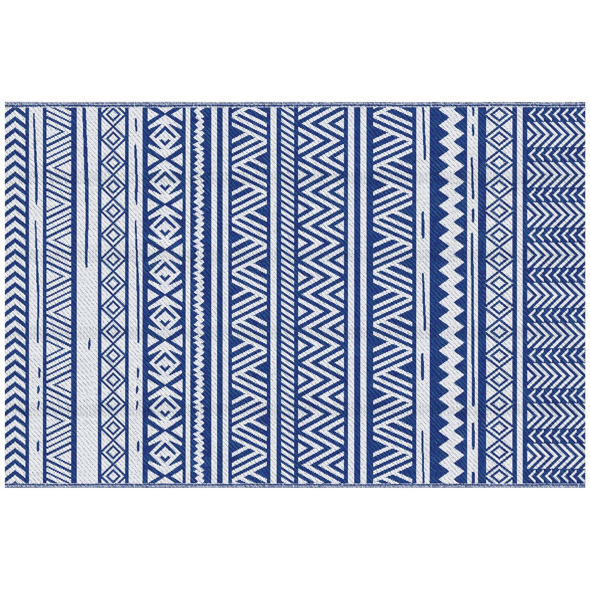 Alfombra  Folk Outsunny para exterior reversible azul/blanco 152x243 cm