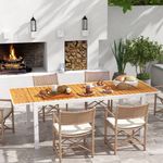 Mesa de exterior Outsunny extensible marrón 73x180-240x94 cm