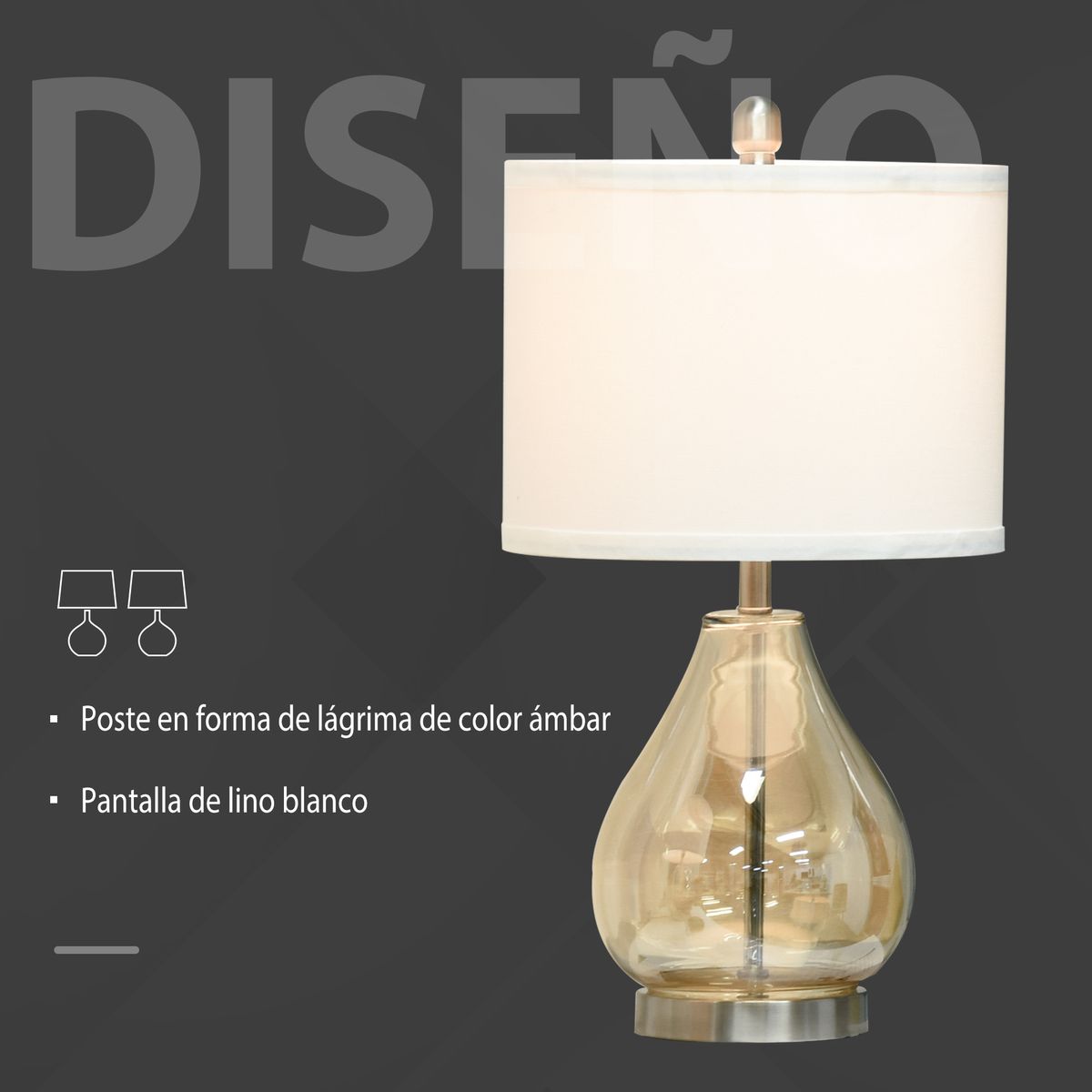Pack de 2 lámparas Lino Homcom 40W blanco Ø30x56 cm