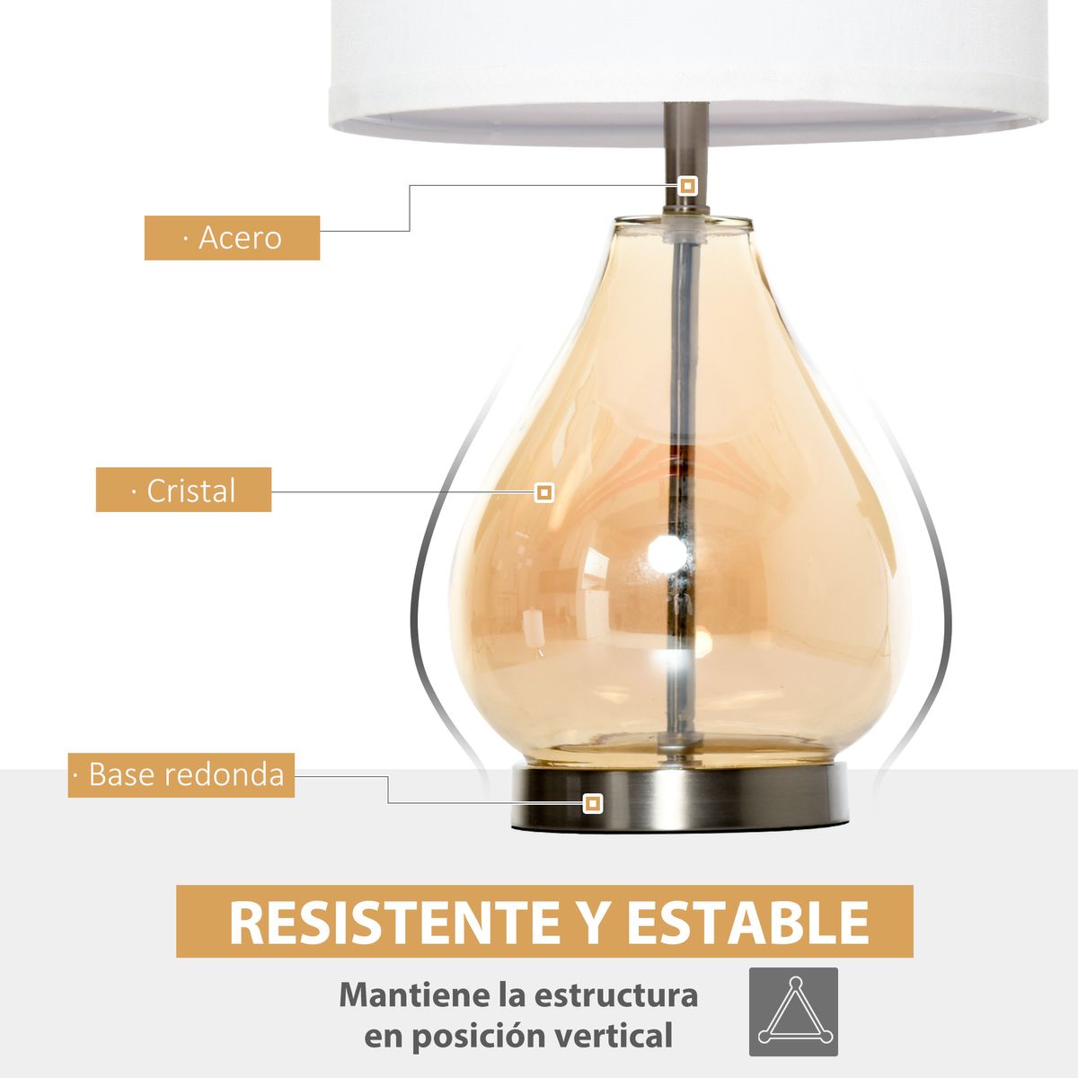 Pack de 2 lámparas Lino Homcom 40W blanco Ø30x56 cm