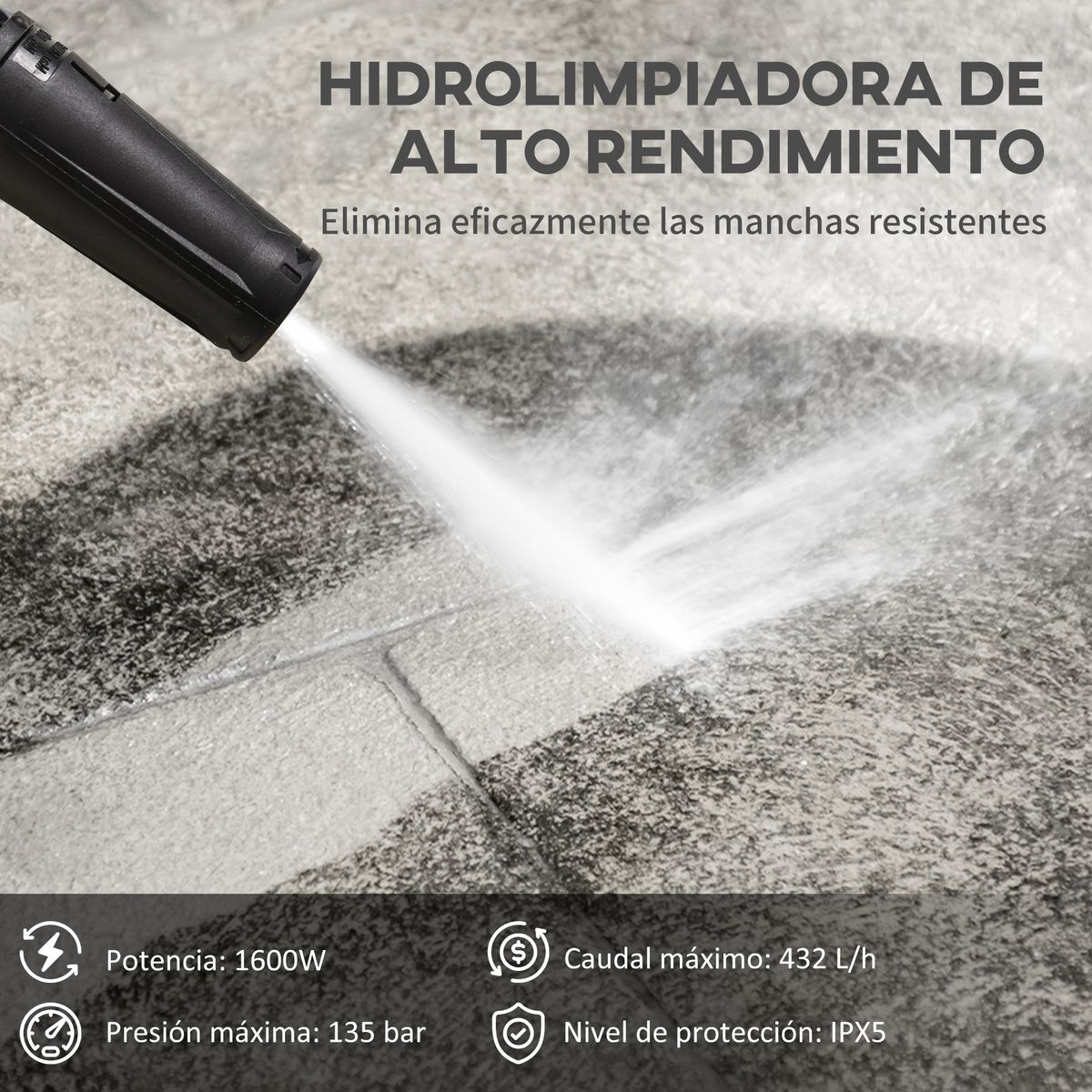 Hidrolimpiadora Durhand 1600W 432 l/h con cepillo azul 65x35x28 cm