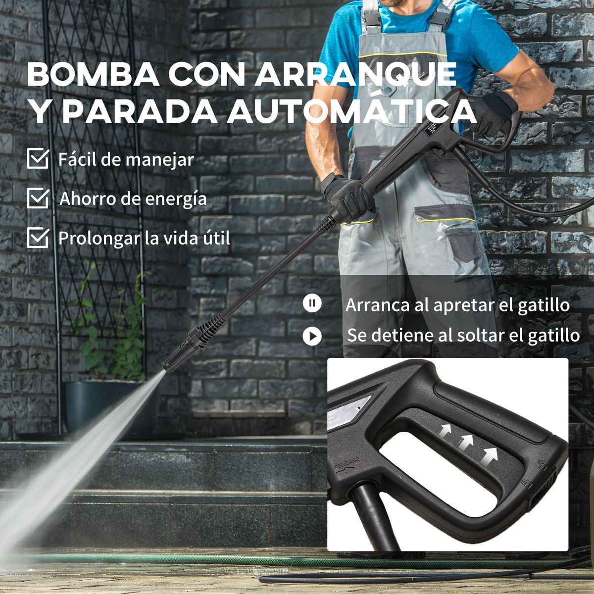 Hidrolimpiadora Durhand 1600W 432 l/h con cepillo azul 65x35x28 cm
