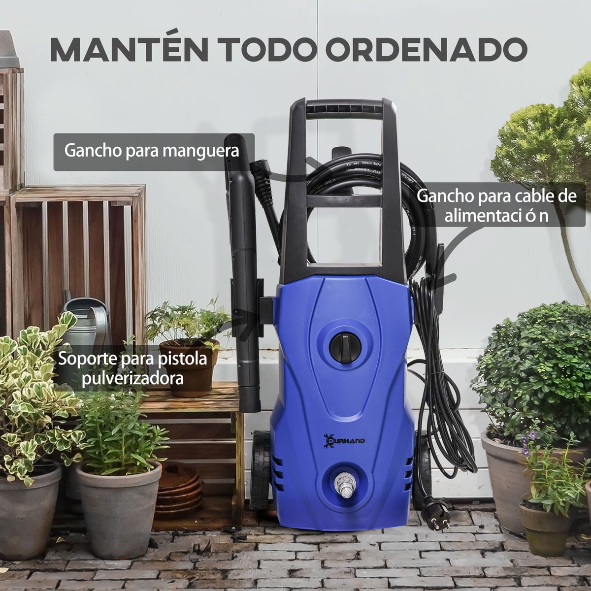 Hidrolimpiadora Durhand 1600W 432 l/h con cepillo azul 65x35x28 cm
