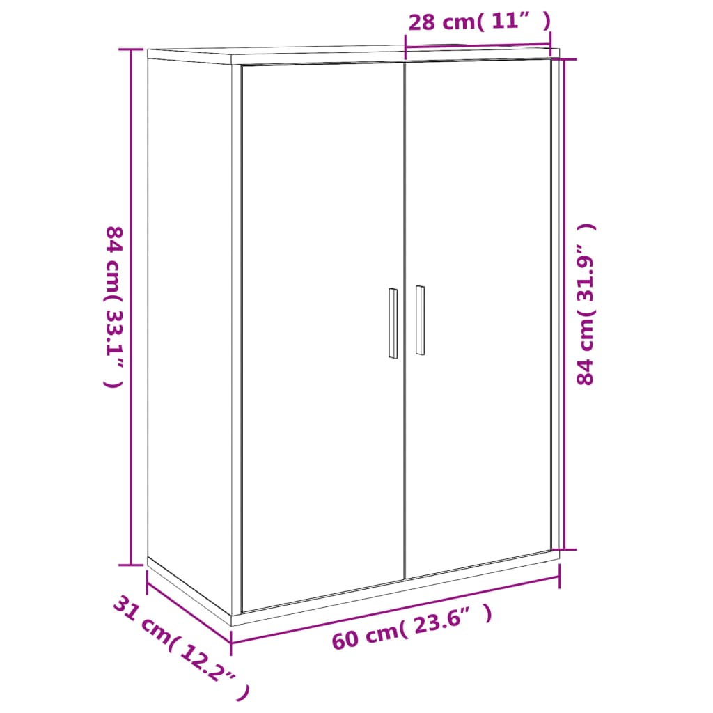 Aparador Trípoli 2 puertas + 2 estantes blanco 84x60x31 cm