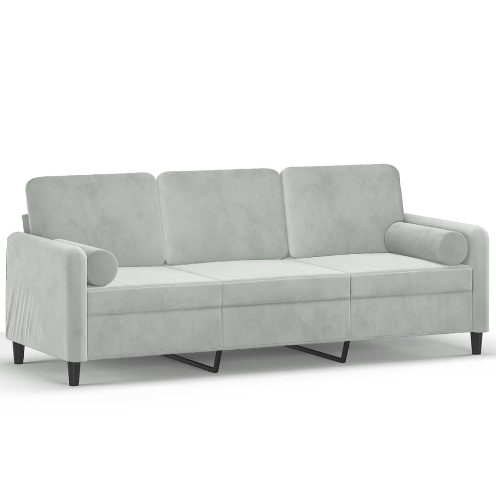 Sofá Latitud 3 plazas con cojines gris claro 80x180x77 cm