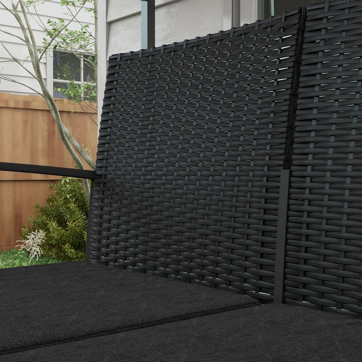 Conjunto de jardín Noire Outsunny 2 sillas + 1 sofá doble + 2 mesas negro