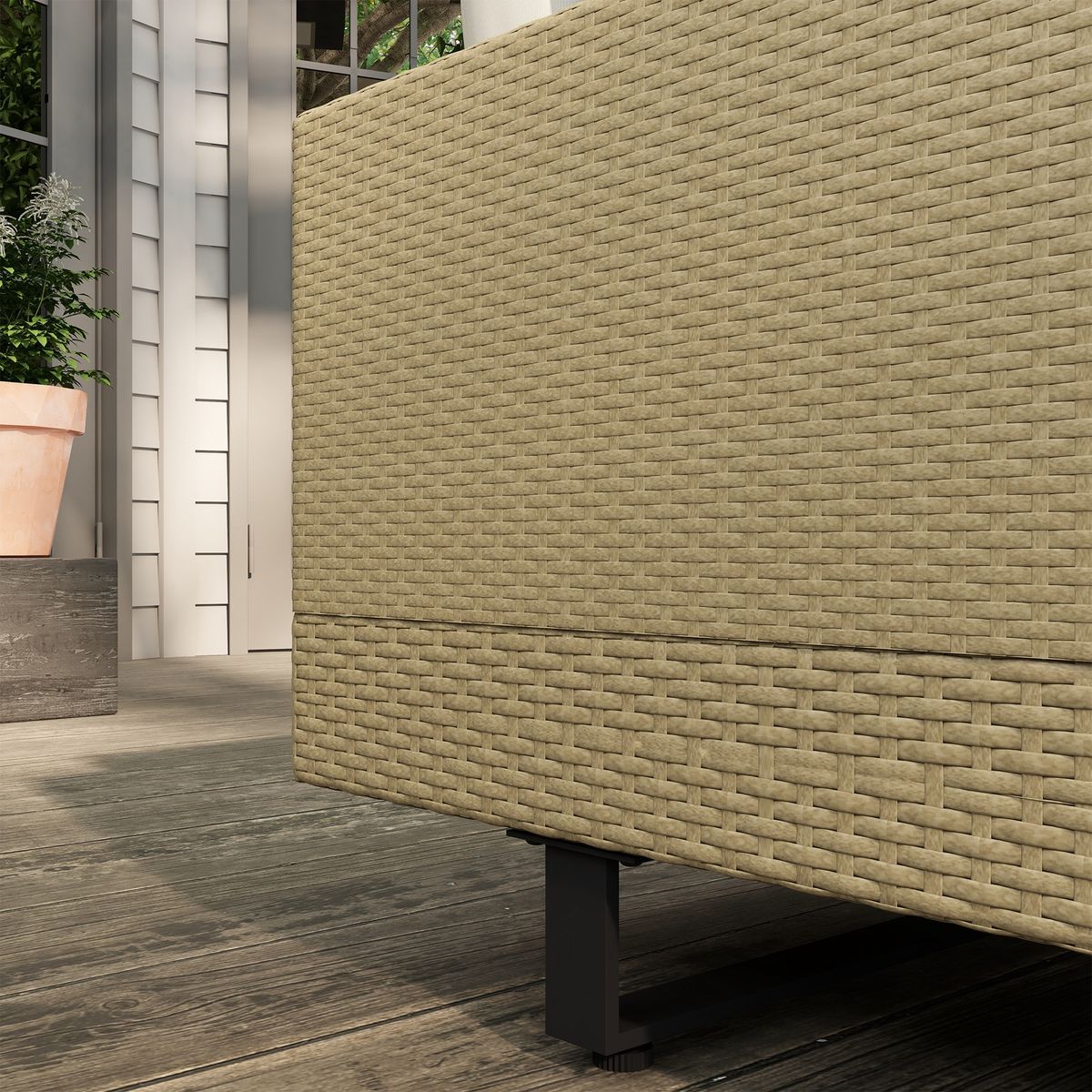 Conjunto de jardín Libélula Outsunny mesa + sofá doble + sofá 3 plazas beige